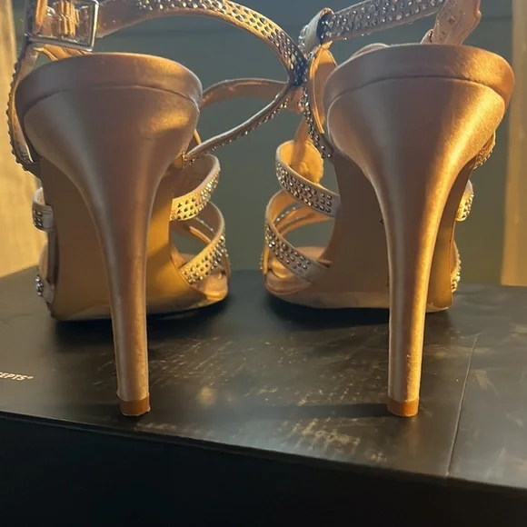 INC Rhinestone golden bronze heels - Picture 3 of 5
